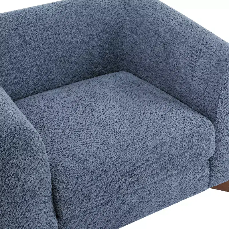 Birch Wood Boucle Upholstered Club Chair