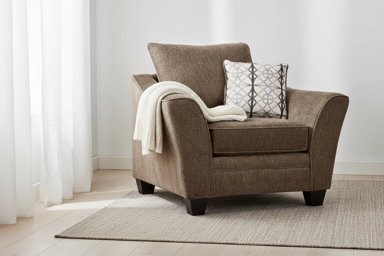 49 Chenille Fabric Chair with Flared Arms and Wood Legs - Charcoal Grey