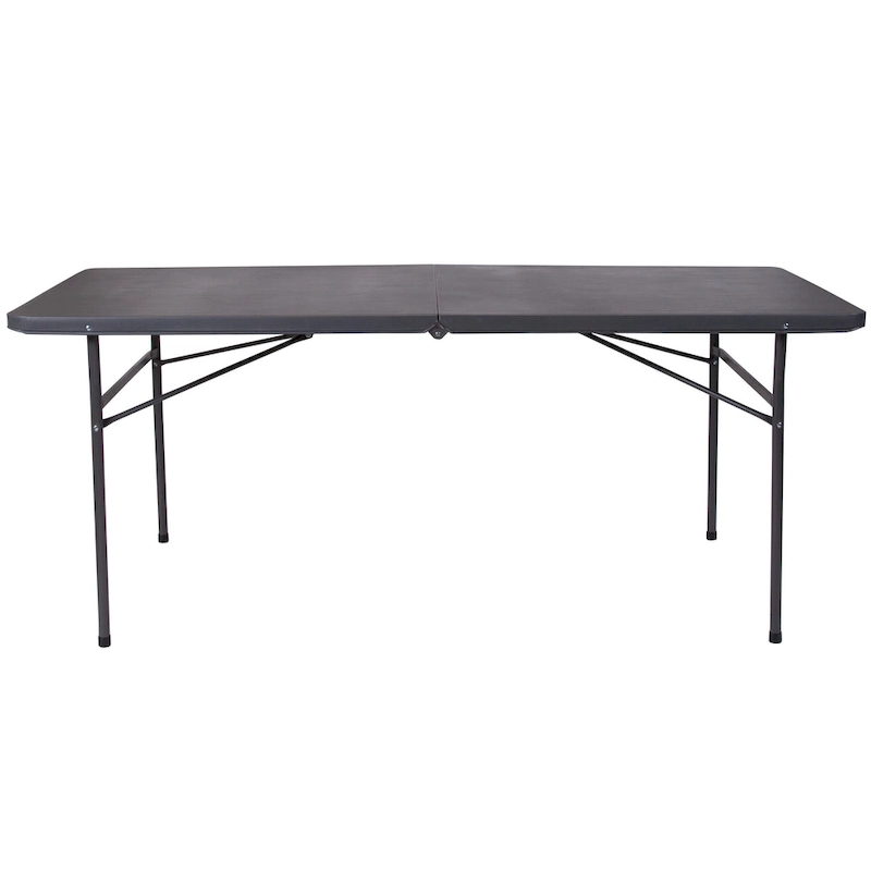 30W x 72L Bi-Fold Plastic Banquet and Event Folding Table with Carrying Handle - 72D x 30W x 29H