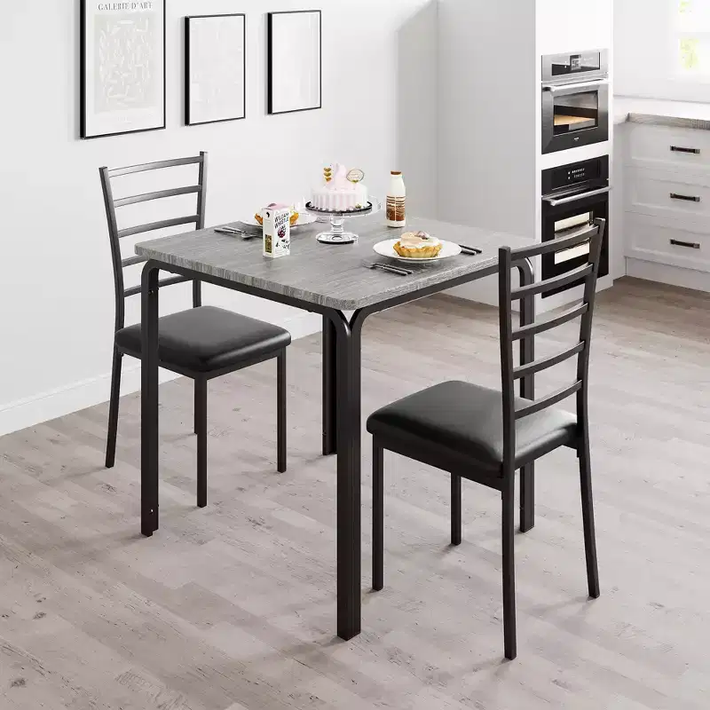 Space-Saving Compact Dining Table Set for 2, Modern Square Table with 2 Chairs, for Small Apartments, Kitchens, Breakfast Nooks  29.1 x 29.1 x 30 in