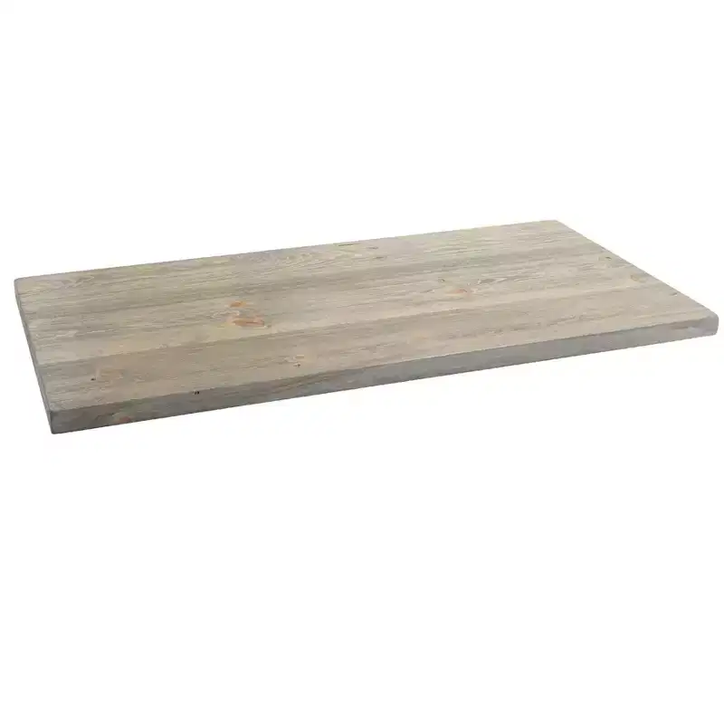 Riverstone Grey Solid Wood Coffee Tabletop, Reclaimed Pine, Wire-Brushed Distressed Finish, 36