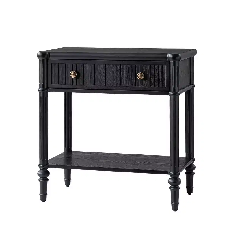 26-Inch Tall 1-Drawer End Table – Black