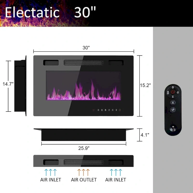 Entertainment Center with Fireplace Option:2 Flame Modes1500W 68.9W