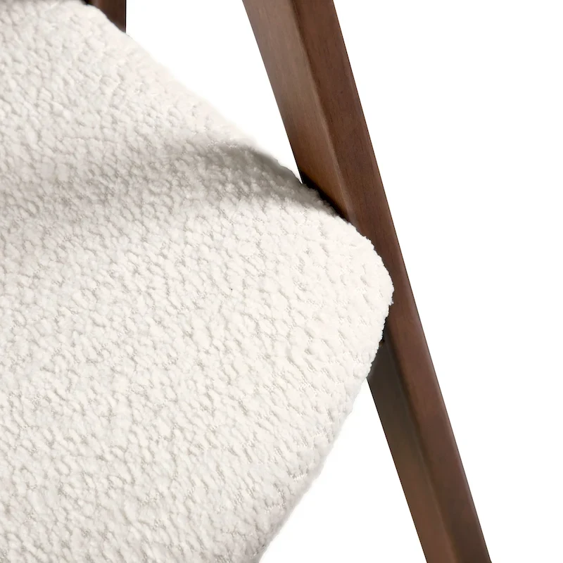 Mid-Century Boucle Wood Dining Chairs (Set of 2)