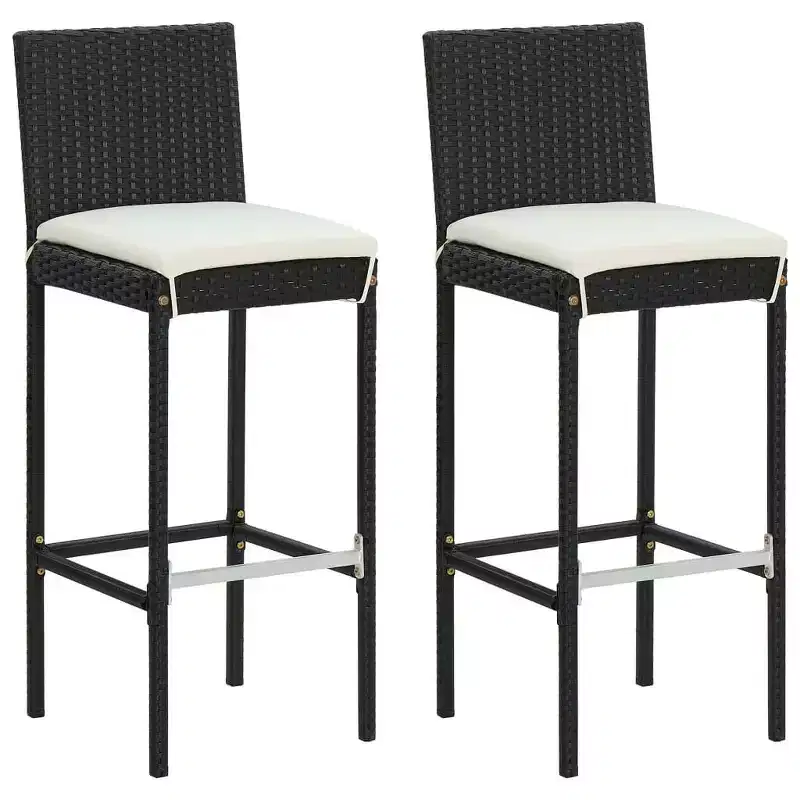 vidaXL Bar Stool Seat with Cushions Island Stool for Pub Kitchen Poly Rattan