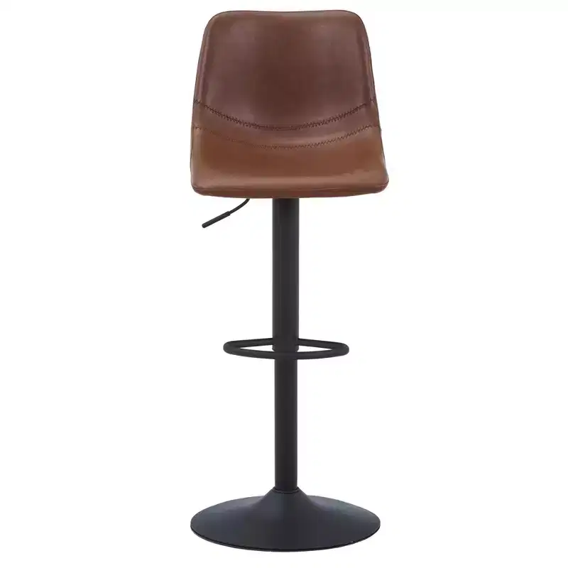 Adjustable Swivel Bar Stool Set of 2 Faux Leather Footrest Counter Height Kitchen