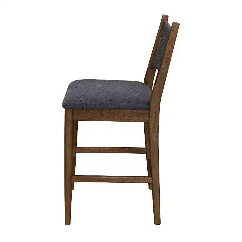 Set of 2 Modern Rubberwood Upholstered Counter Stools with Woven Rope Backrest, 300 lbs