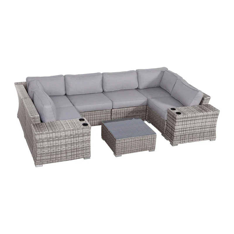LSI Wicker/Rattan 4 - Person Seating Group with Cushions