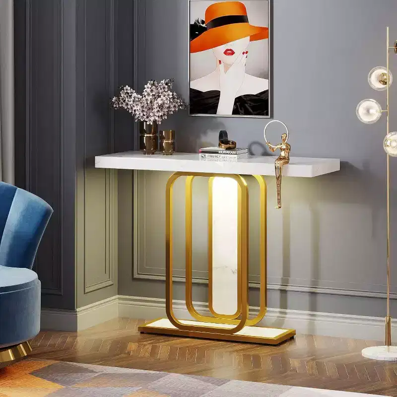 LITTLE TREE Modern Console Table White/Gold