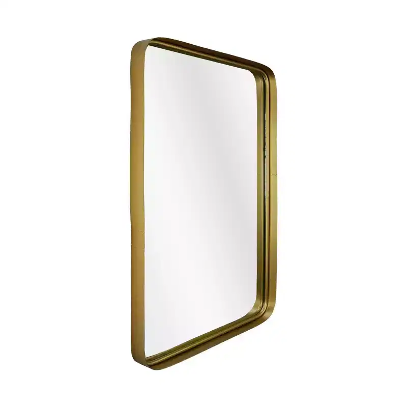 22.7" x 34.5" Thin Gold Raised Lip Metal Framed Rectangle Decorative Wall Mirror - Head West: Modern Style, No Assembly Required