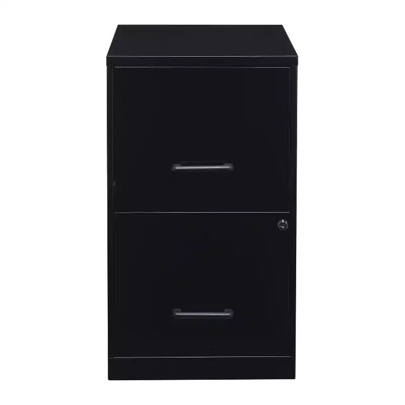Space Solutions 18" Deep 2 Drawer Letter Width Vertical File Cabinet Black: Steel Office Filing, No Assembly Required