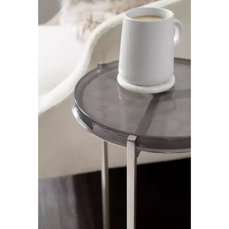 Kate and Laurel Aguilar Glass and Metal Side Table, Gray and Silver, 13x13x24
