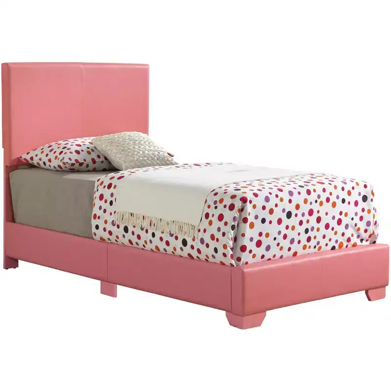 Twin Upholstered Panel Bed, Faux Leather, Simple Design, Box Spring Required