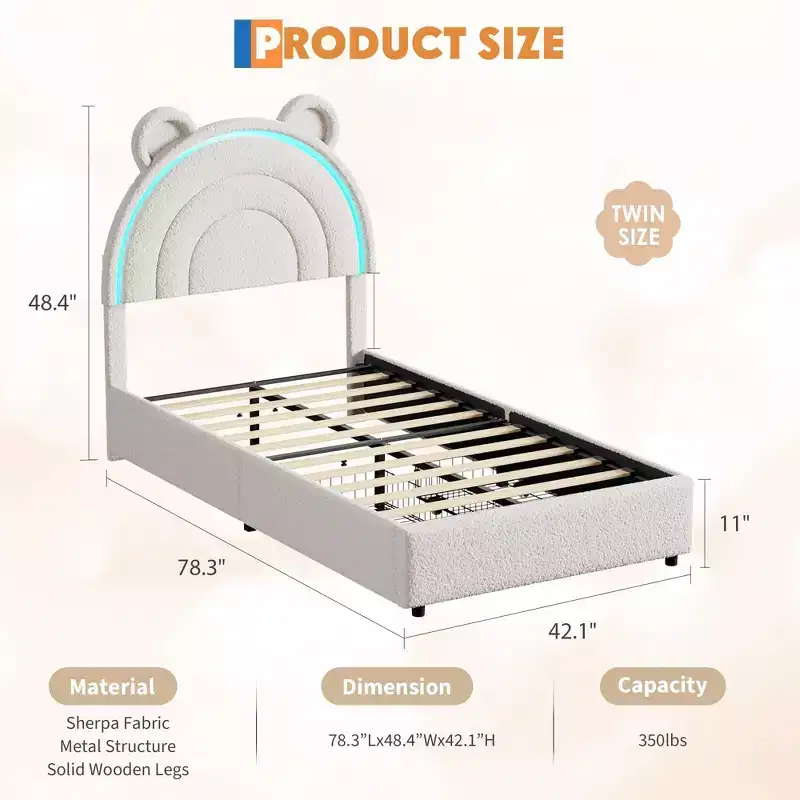 COZONY Upholstered Platform Bed w/ Storage Drawers & Decorative Headboard, Sturdy Wood Slat Support, No Box Spring Needed, Easy Assembly