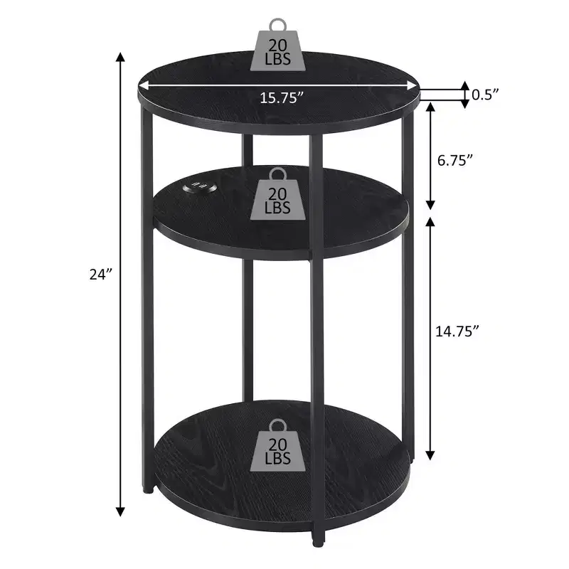 Breighton Home Samuel 3 Tier End Accent Table