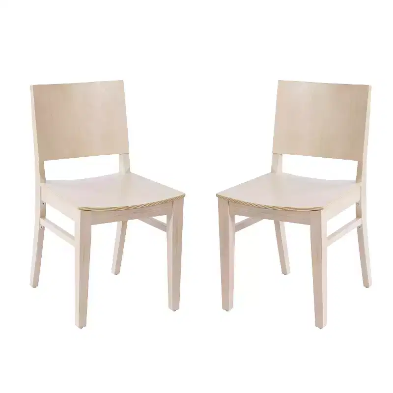 Emma and Oliver Set of 2 Dining Chairs with Curved Backrests and Solid Wood Constructions