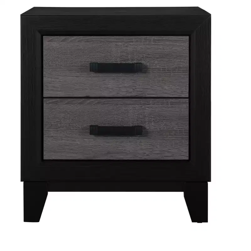 HomeRoots 22 Black And Gray Wood Two Drawer Nightstand