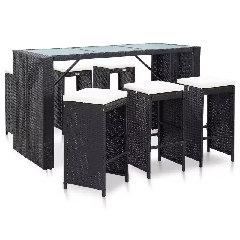 vidaXL Patio Bar Set Pub Table and Chairs Outdoor Garden 7 Piece Poly Rattan