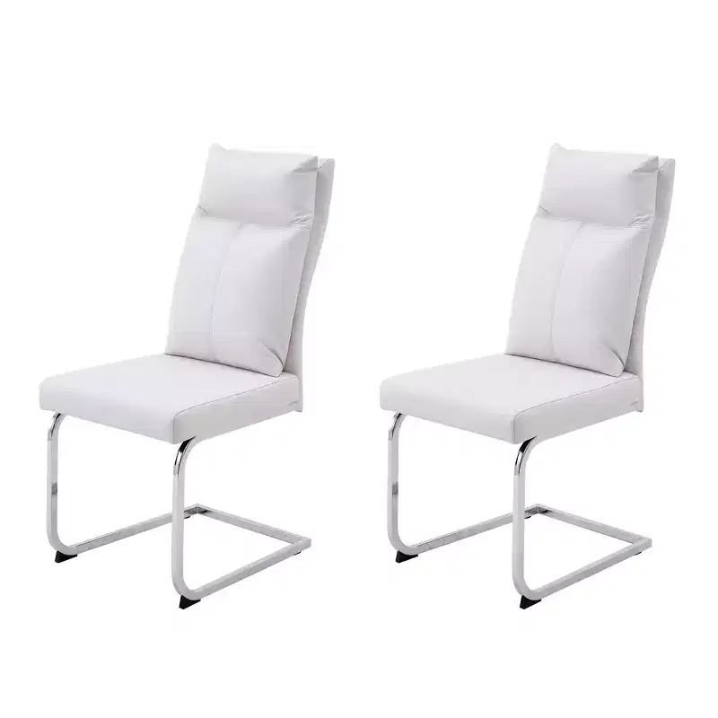 GDFStudio Olaf Modern Faux Leather Dining Chair with C-Shaped Chrome Base (Set of 2)
