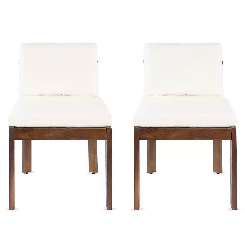 Christopher Knight Home Grayson Patio Modern Acacia Wood Armless Dining Chairs with Cushions