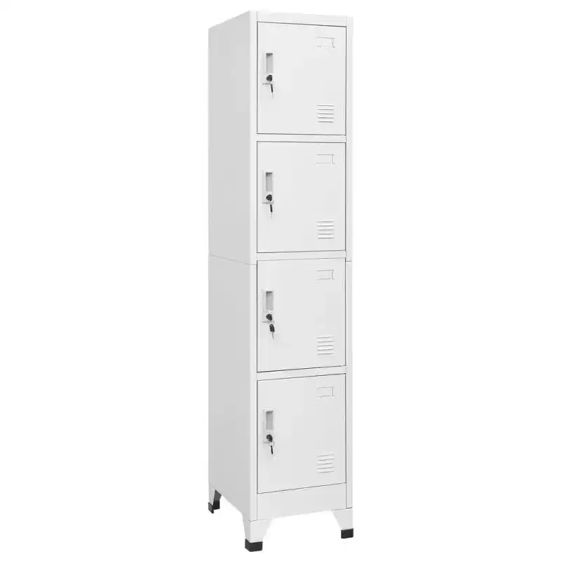 vidaXL Locker Grey Steel Medium Cabinet Rectangular Industrial