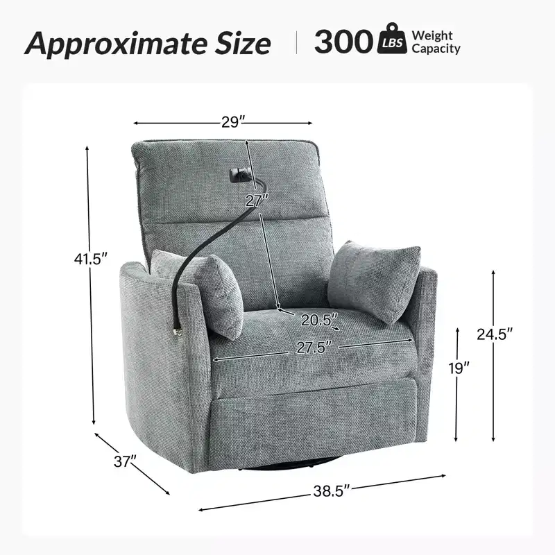 Julius 38 Power Rocking Swivel Nursery Recliner with USB | HULALA HOME