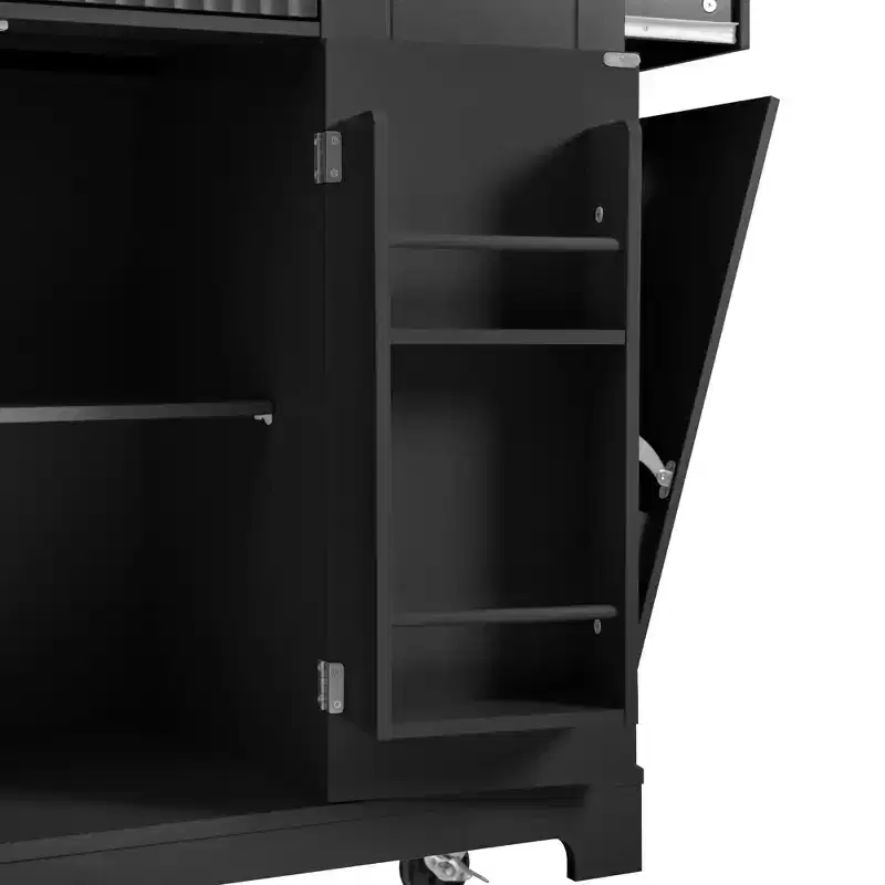 Whisen Classic Style Kitchen Islands on 5 Wheels with 3 Drawer and 3 Open Side Racks