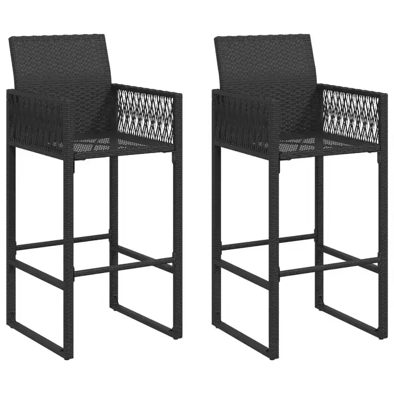 vidaXL Garden Bar Stool PE rattan, powder-coated steel, 100% polyester