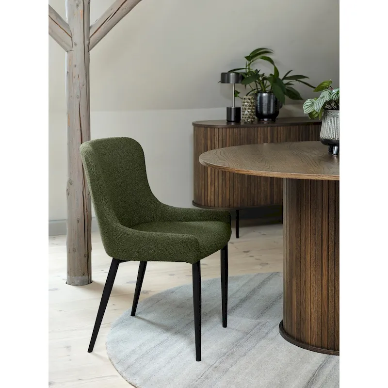 Rye Studio Boucle Dining Chairs with Black Steel Legs, Set of 2