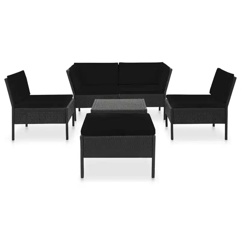 vidaXL Patio Furniture Set 6 Piece Sectional Sofa with Coffee Table Rattan