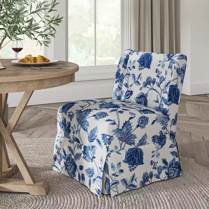 Fabrizius Transitional Upholstered Slipper Chair with Washable Slipcover and Solid Wood Legs | HULALA HOME