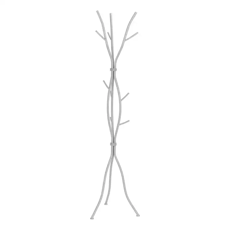 Modern Freestanding Coat Rack with 11 Hooks, Hammered Metal Hall Tree with Unique Design, Coat Tree for Living Room, Bedroom, Silver