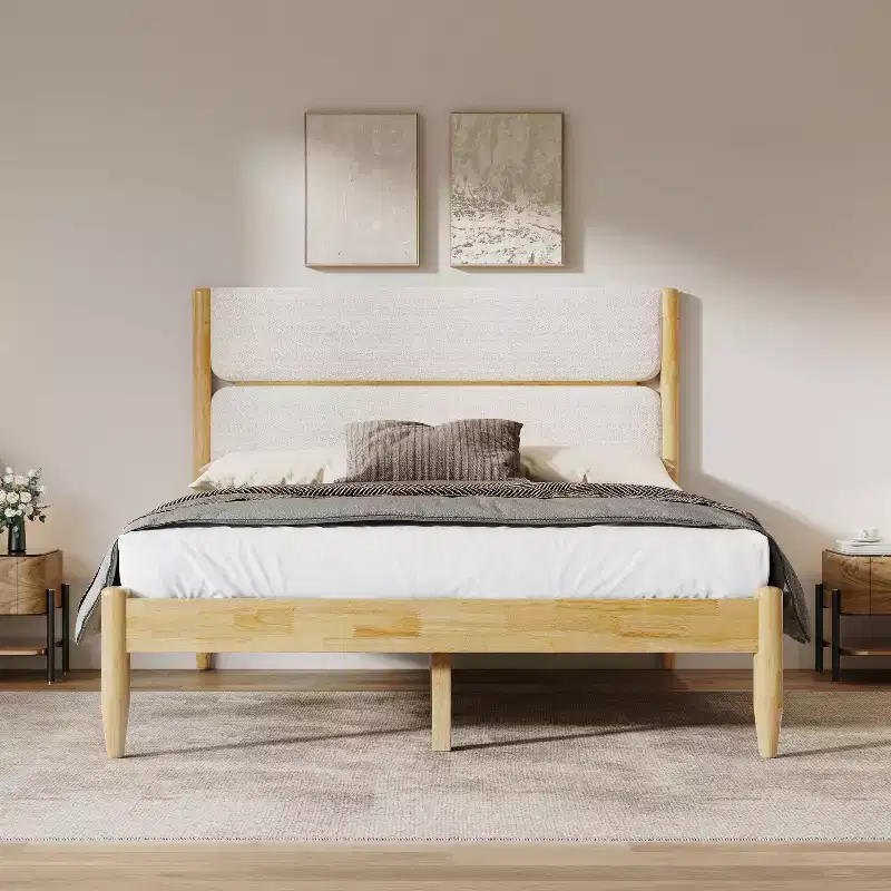 Christopher Knight Home Groth Modern Rubberwood Fleece Upholstered Bed