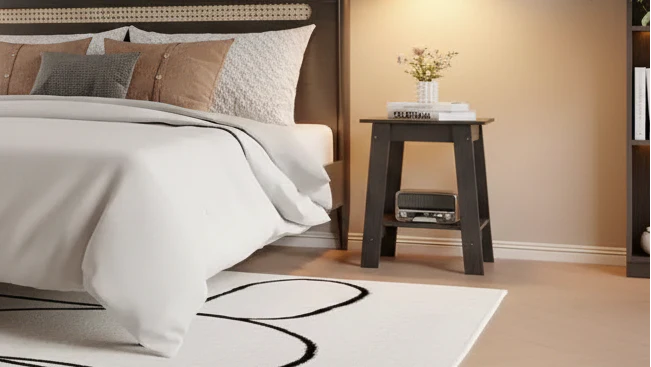 Particle Board 2-Tier End Table with Open Shelf 13.98''W x 19.09''H White