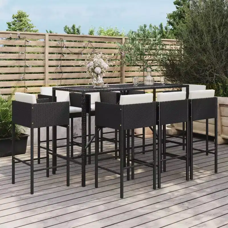 vidaXL Modern Outdoor Garden Bar Set with Cushions in Various Colors