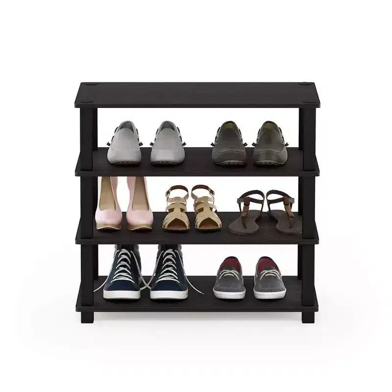 3-Tier\4-Tier Shoe Rack Multifunction Tower Shelf Storage Organizer Stand for Bathroom&Living Room&Entryway,Espresso/Black