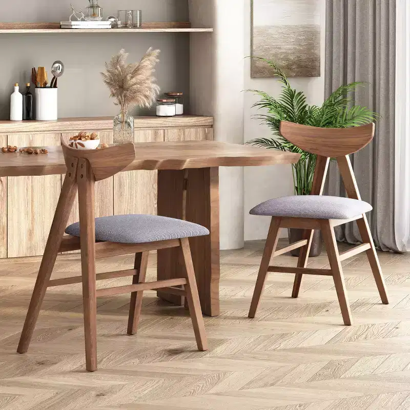 Set of 2 Stocker Upholstered Dining Chairs Dark Gray/Walnut