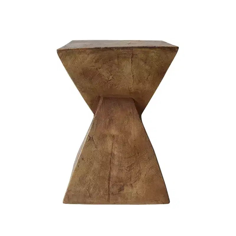 MAYEERTY 1 Pack Sculptural Hourglass Side Table, Artisan Wood-Like End Table for Living Room, Patio