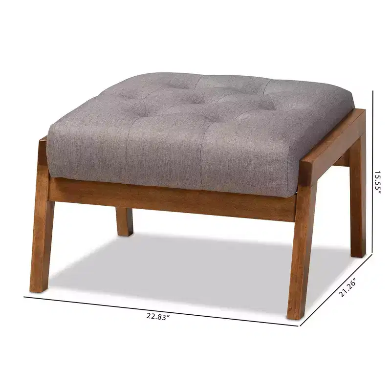 Naeva Upholstered Wood Footstool Gray/Brown - Baxton Studio