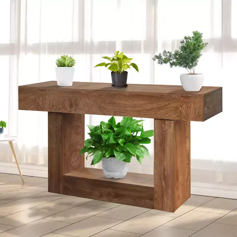 63 Farmhouse Console Table C Rustic Brown Slim Sofa Table with Storage (for Entryway/Living Room/Foyer)