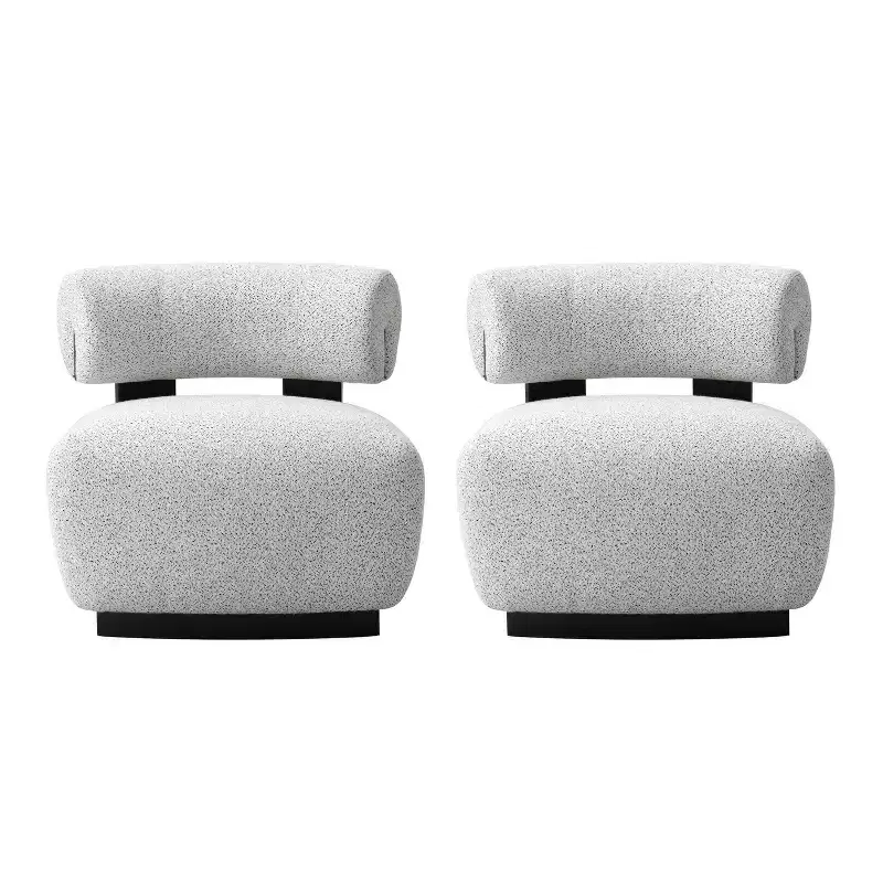 Manhattan Comfort Set of 2 Bartow Modern Woven Fabric Upholstered Accent Chairs Ivory/Black