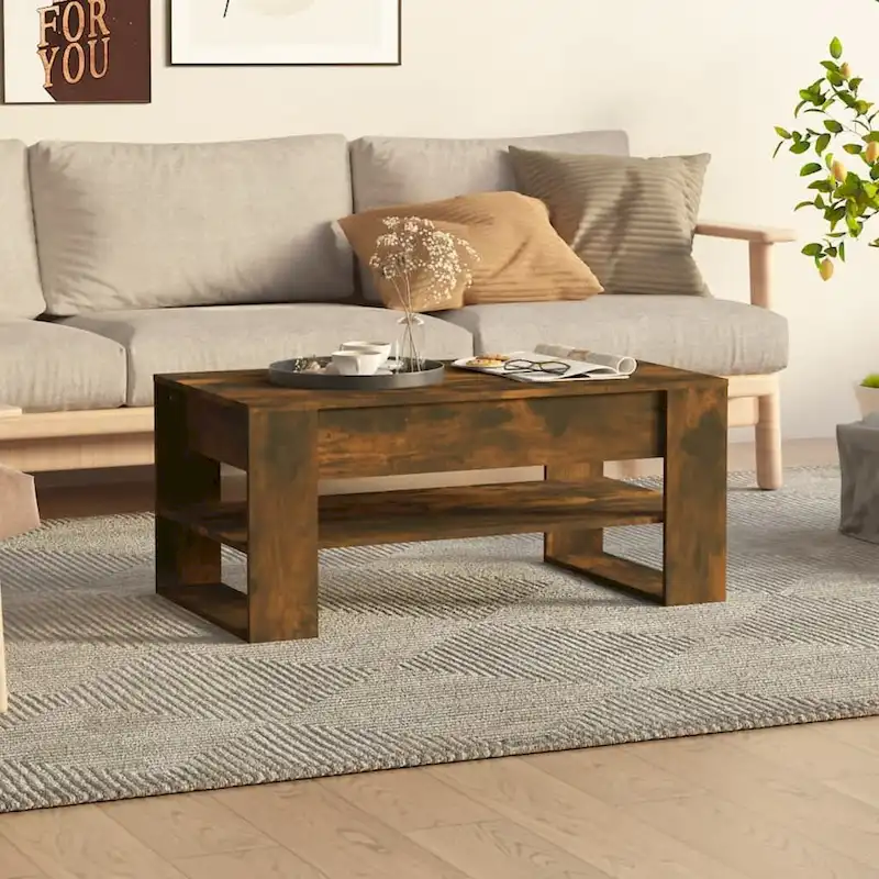 Multicolor Engineered Wood Coffee Table – Modern Living Room Table 40.2x21.7x17.7