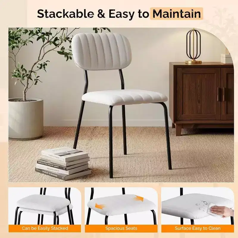 Karl Home White Comfort Upholstered Stackable Chair Fabric Seat