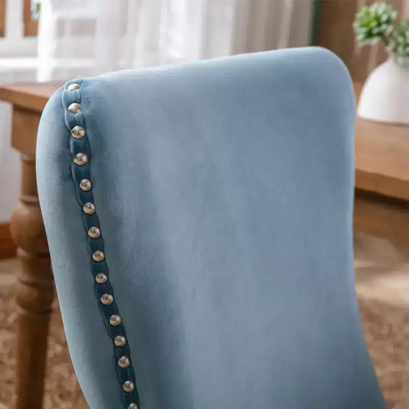 Okak Retro Dining Chairs Set of 2, Comfy Upholstered Wing-Back Chairs with Backstitching Nailhead Trim, Kitchen Chairs with Solid Wood Legs