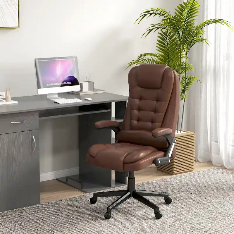 HOMCOM High Back Vibration Massage Office Chair with 6 Vibration Points, Beige