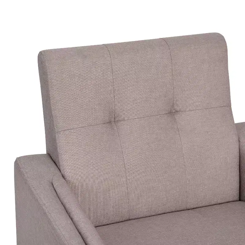 Flash Furniture Conrad Mid-Century Modern Commercial Grade Armchair with Tufted Faux Linen Upholstery & Solid Wood Legs