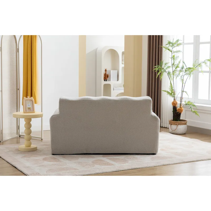 Beige Button-Tufted Accent Chair with High-Density Foam Cushion
