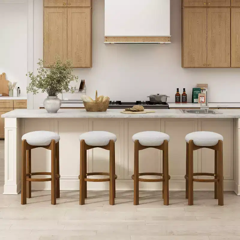 Christopher Knight Home Buchanan Modern Rubberwood Upholstered Barstools (Set of 4)