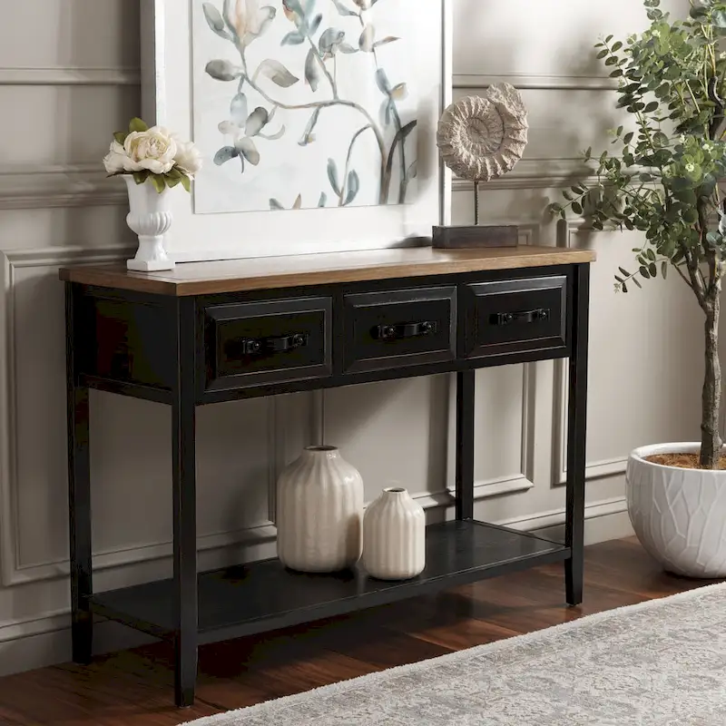 Black/ Walnut Console Table - 42Wx15Dx30H