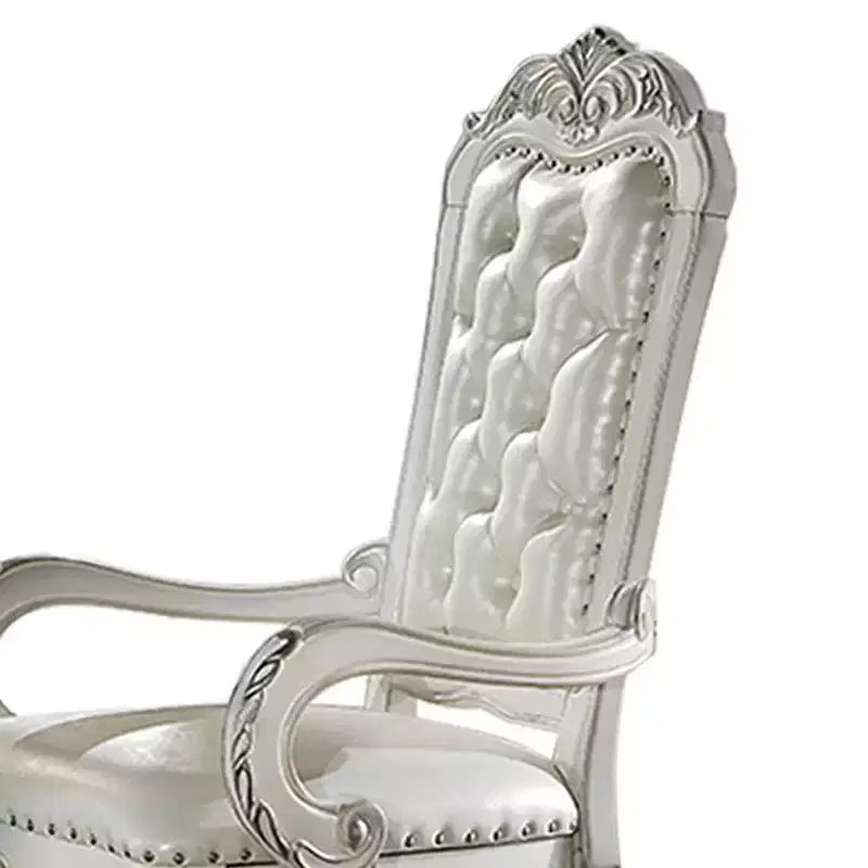 21" Dresden Accent Chair Synthetic Leather Bone White Finish : Tufted, No Assembly, Wood Composite Frame